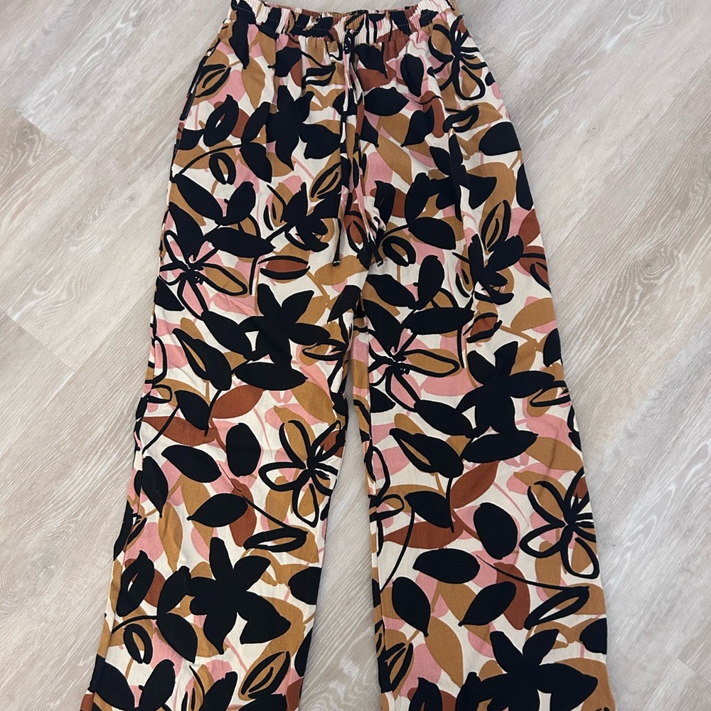 Tulle Multicolor Floral Wide Leg Pants